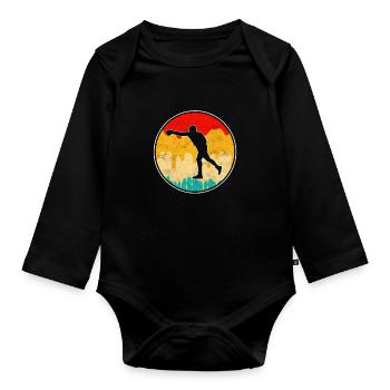 Boxes Retro - Organic Longsleeve Baby Bodysuit - black - Front