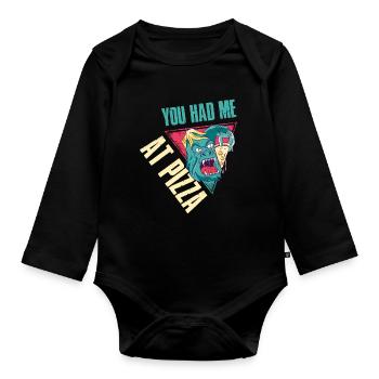 You Had Me At Pizza Pizza Gift - Organic Longsleeve Baby Bodysuit - black - Front