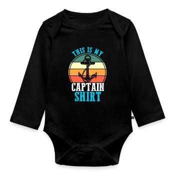 Captain Boat Captains Cadeau - Body Bébé bio manches longues - noir - Devant