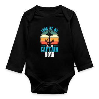 Captain Boat Captains Cadeau - Body Bébé bio manches longues - noir - Devant