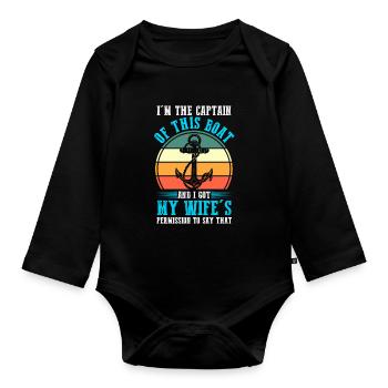 Captain Boat Captains Cadeau - Body Bébé bio manches longues - noir - Devant