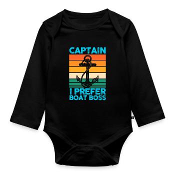 Captain Boat Captains Cadeau - Body Bébé bio manches longues - noir - Devant