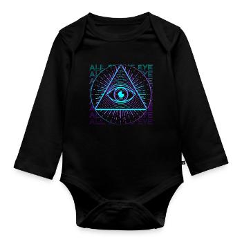 Cadeau rétro pour les yeux qui voit tout - Body Bébé bio manches longues - noir - Devant