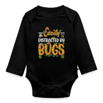 Bug Lover Insects Boys Girls - Organic Longsleeve Baby Bodysuit - black - Front