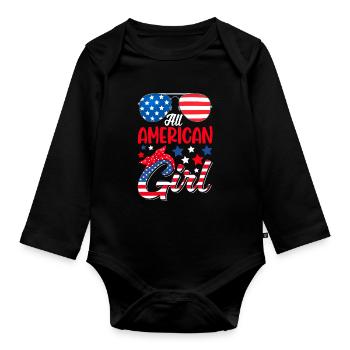 Girls Patriotic Women USA 4 juillet - Body Bébé bio manches longues - noir - Devant