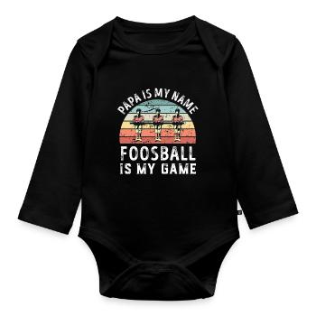 Papa est mon nom Foosball est mon jeu Papa Pères - Body Bébé bio manches longues - noir - Devant