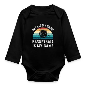 Papa est mon nom Basketball est mon jeu Papa Pères - Body Bébé bio manches longues - noir - Devant