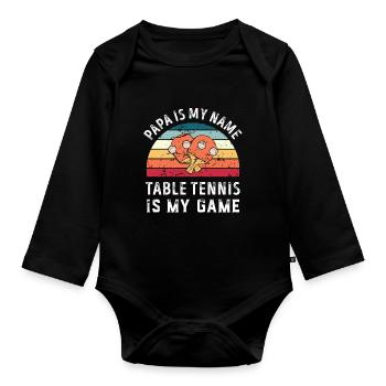 Papa est mon nom Tennis de table est mon jeu Papa - Body Bébé bio manches longues - noir - Devant