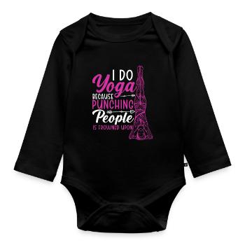 Yoga Lovers Meditation Fitness Exercise Meditate - Organic Longsleeve Baby Bodysuit - black - Front