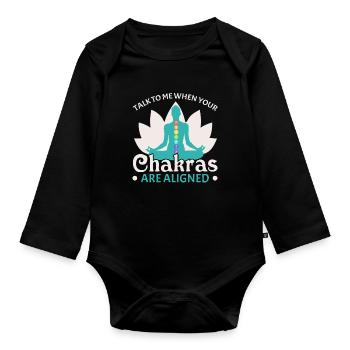 Yoga Ich beuge mich, damit ich nicht zerbreche Yog - Baby Bio-Langarm-Body - Schwarz - Vorne