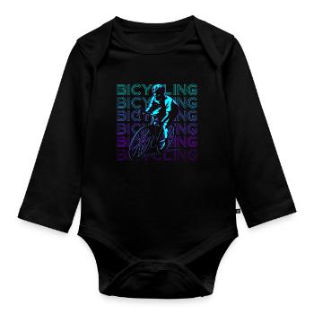 Fahrradfahren Biker Biking Retro Geschenk - Baby Bio-Langarm-Body - Schwarz - Vorne