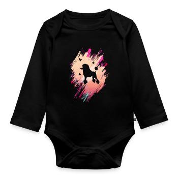 Caniche mignon Maman Chien Caniche Maman - Body Bébé bio manches longues - noir - Devant