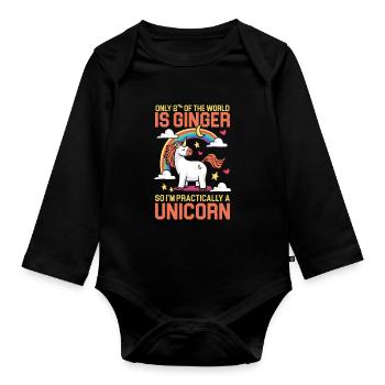 Unicorn Ginger Redhead Red Orange Haired Irish - Organic Longsleeve Baby Bodysuit - black - Front