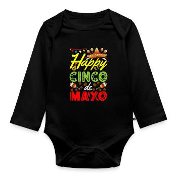 Mexican Fiesta Party Cinco De Mayo - Organic Longsleeve Baby Bodysuit - black - Front