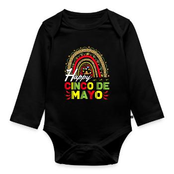 Fiesta Cheerful Cinco De Mayo Party - Organic Longsleeve Baby Bodysuit - black - Front