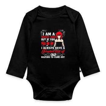 Sweet Redhead Girl Ginger Red Hair Irish - Organic Longsleeve Baby Bodysuit - black - Front