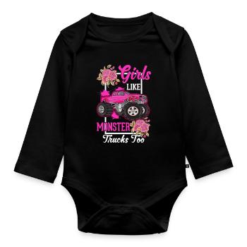 Monster Truck Girl Monster Truck Amoureux - Body Bébé bio manches longues - noir - Devant