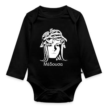 Medusa Ancient Art Medusa's Head with Snake Hair - Organic Longsleeve Baby Bodysuit - black - Front