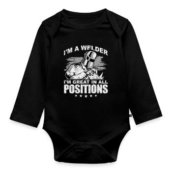 Funny Welder Welder Gift - Organic Longsleeve Baby Bodysuit - black - Front