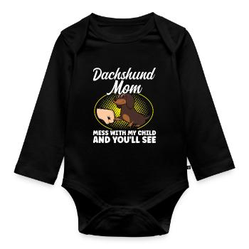 dackel Mama Dackel Haustiere Mutter Geschenk - Baby Bio-Langarm-Body - Schwarz - Vorne