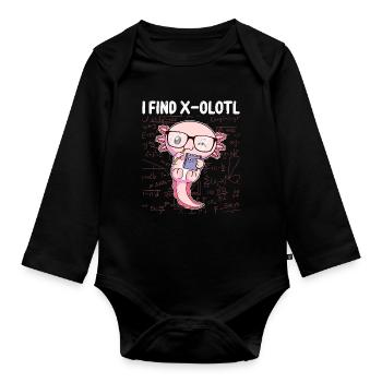 Funny Mathematics Kawaii Axolotl Mathematics Gesch - Organic Longsleeve Baby Bodysuit - black - Front