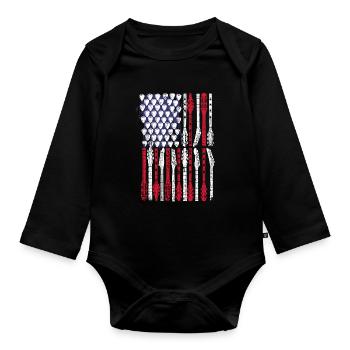 Guitar USA Music Lovers 4 juillet - Body Bébé bio manches longues - noir - Devant