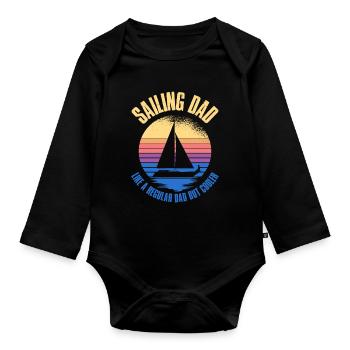 Sailing Dad Sailing Gift - Organic Longsleeve Baby Bodysuit - black - Front