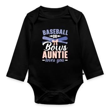 Baseball ou bows Tante aime toi Bébé Révéler - Body Bébé bio manches longues - noir - Devant