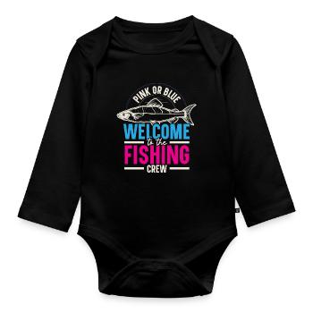 Rosa oder blau Willkommen bei der Fischer-Crew - Baby Bio-Langarm-Body - Schwarz - Vorne