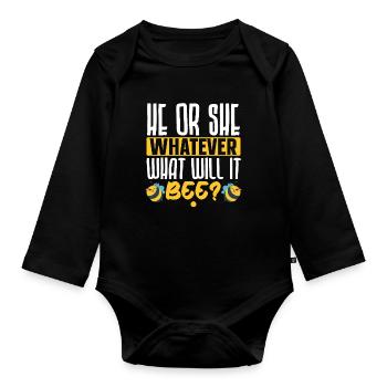 Er oder Sie Was auch immer wird es sein Baby Revea - Baby Bio-Langarm-Body - Schwarz - Vorne