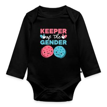 Hüter des Geschlechts Baby Reveal Baby-Ankündigung - Baby Bio-Langarm-Body - Schwarz - Vorne
