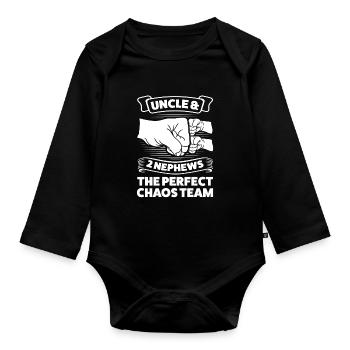 Uncle & 2 Nephews Uncle 2 Nephews Gift - Organic Longsleeve Baby Bodysuit - black - Front