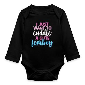 Femboy-Geschenk - Baby Bio-Langarm-Body - Schwarz - Vorne