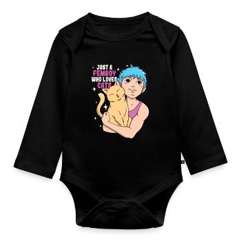 Femboy-Geschenk - Baby Bio-Langarm-Body - Schwarz - Vorne