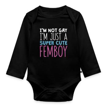 Lustiges Femboy-Geschenk - Baby Bio-Langarm-Body - Schwarz - Vorne