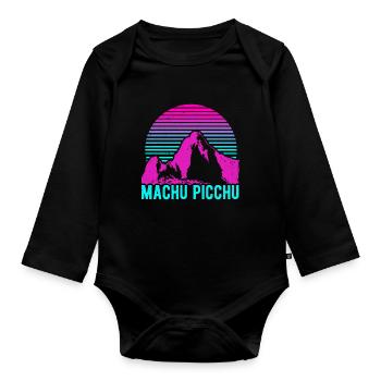 Machu Picchu Pérou Inca Rétro Vintage Cadeau - Body Bébé bio manches longues - noir - Devant