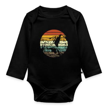 Machu Picchu Pérou Inca Rétro Vintage Cadeau - Body Bébé bio manches longues - noir - Devant