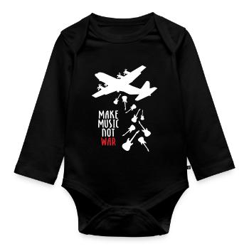 Make Music Not War - Organic Longsleeve Baby Bodysuit - black - Front