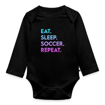 manger du sommeil soccer répéter - Body Bébé bio manches longues - noir - Devant