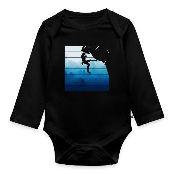 Retro Felsklettern Bergsteiger - Baby Bio-Langarm-Body - Schwarz - Vorne