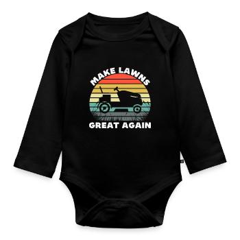 Rasen wieder toll machen - Baby Bio-Langarm-Body - Schwarz - Vorne