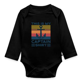 Capitaine Capitaine Cadeau de navigation de plaisance - Body Bébé bio manches longues - noir - Devant