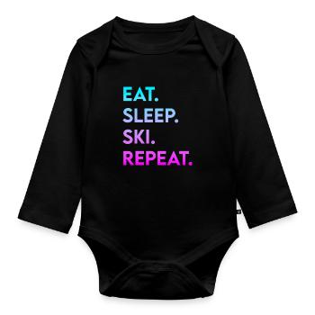 manger dormir ski répéter - Body Bébé bio manches longues - noir - Devant