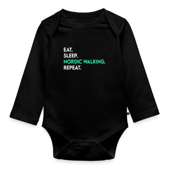 manger du sommeil marche nordique répéter - Body Bébé bio manches longues - noir - Devant