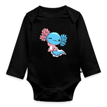 Transgender Pride Transgender Flag Kawaii Axolot - Organic Longsleeve Baby Bodysuit - black - Front