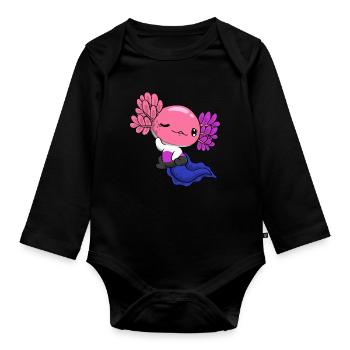 Genderfluid Pride Genderfluid Flag Kawaii Axolot - Organic Longsleeve Baby Bodysuit - black - Front
