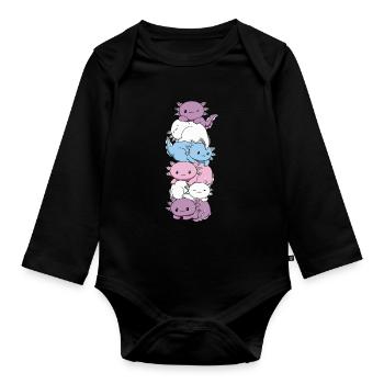 Drapeau intersexe Axolotl Bunch Kawaii - Body Bébé bio manches longues - noir - Devant