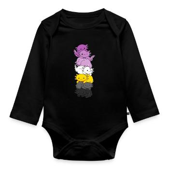 Drapeau monosexuel Axolotl Bunch Kawaii - Body Bébé bio manches longues - noir - Devant