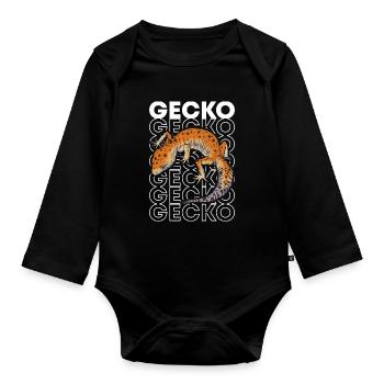 Leopard Gecko 80's Reptile Keeper Gecko Propriétaire - Body Bébé bio manches longues - noir - Devant
