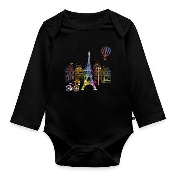 Eiffel Tower Love France Women Paris - Organic Longsleeve Baby Bodysuit - black - Front